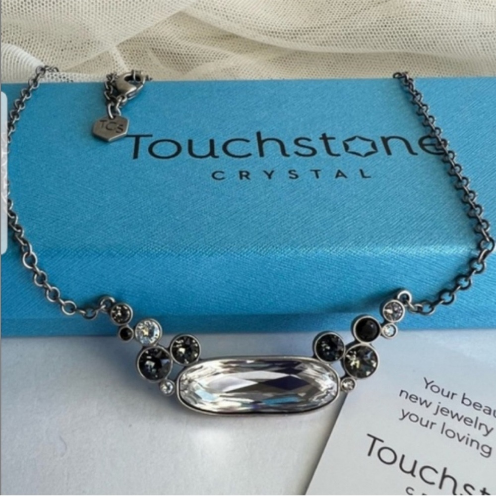 Swarovski Touchstone Crystal Black Cluster Necklace NWT